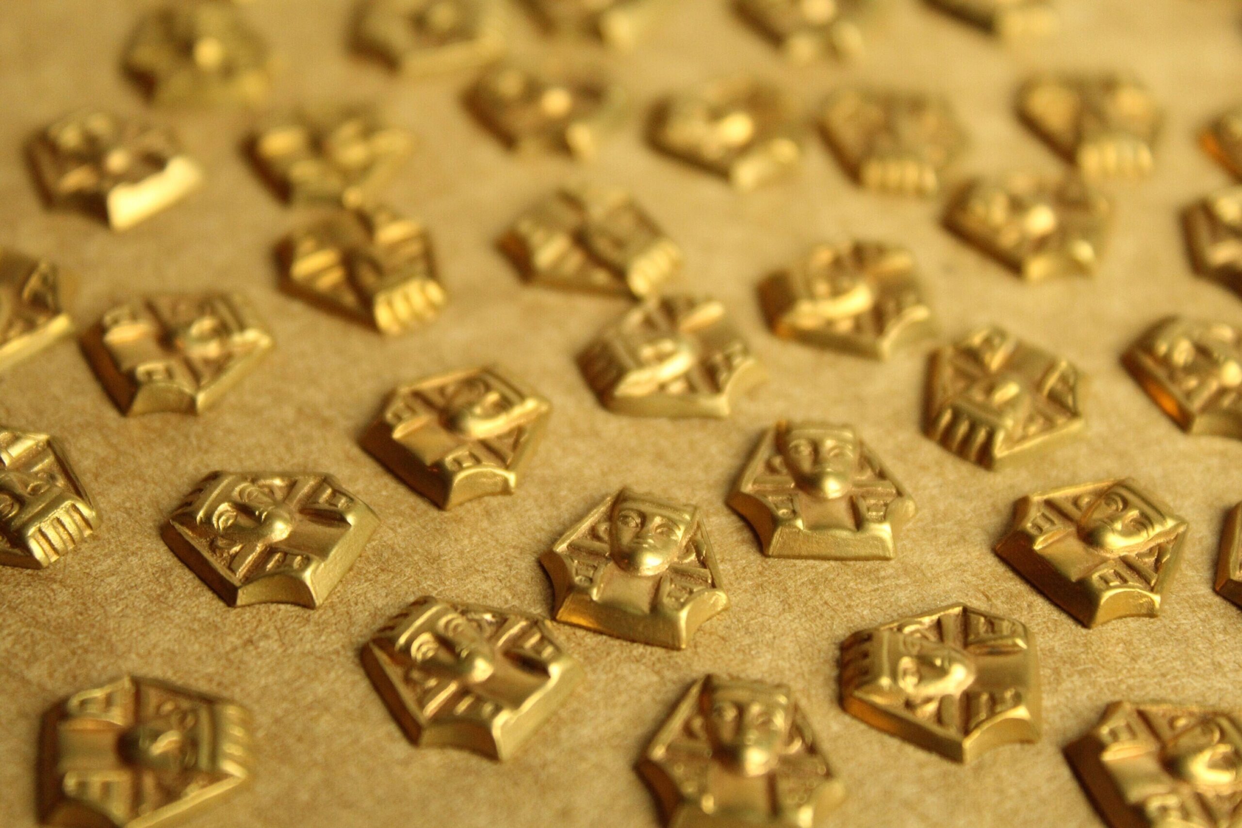 4 pc. Raw Brass King Tut / Pharoah Head Stampings: 11mm by 11.5mm - made in USA | RB-1270