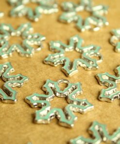 8 pc. Enameled Pale Blue and Silver Snowflake Charms, 25mm by 23mm | MIS-027*