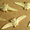 1 pc. Large Gold Plated Brass Owl With Spread Wings: 55mm by 18mm - made in USA | GLD-086
