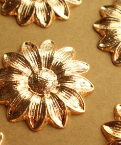 2 pc. Rose Gold Plated Brass Sunflower Charms: 45mm by 45mm - made in USA | ROS-186