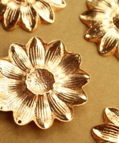 2 pc. Rose Gold Plated Brass Sunflower Charms: 45mm by 45mm - made in USA | ROS-186