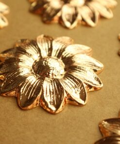 2 pc. Rose Gold Plated Brass Sunflower Charms: 45mm by 45mm - made in USA | ROS-186