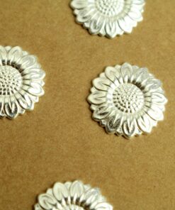6 pc. Silver Plated Brass Sunflowers: 19 mm - made in USA | SI-354