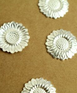 6 pc. Silver Plated Brass Sunflowers: 19 mm - made in USA | SI-354