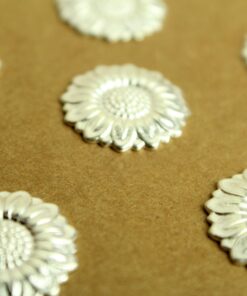 6 pc. Silver Plated Brass Sunflowers: 19 mm - made in USA | SI-354