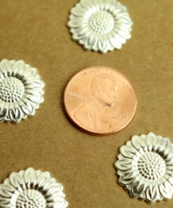 6 pc. Silver Plated Brass Sunflowers: 19 mm - made in USA | SI-354