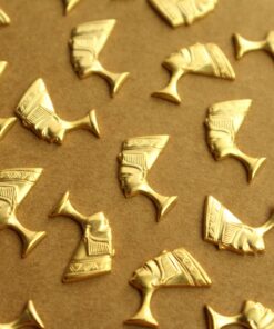 12 pc. Gold Plated Brass Nefertiti Stampings: 15mm by 11.5mm - made in USA | GLD-139