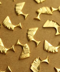 12 pc. Gold Plated Brass Nefertiti Stampings: 15mm by 11.5mm - made in USA | GLD-139