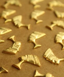 12 pc. Gold Plated Brass Nefertiti Stampings: 15mm by 11.5mm - made in USA | GLD-139