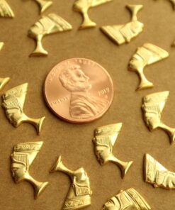 12 pc. Gold Plated Brass Nefertiti Stampings: 15mm by 11.5mm - made in USA | GLD-139