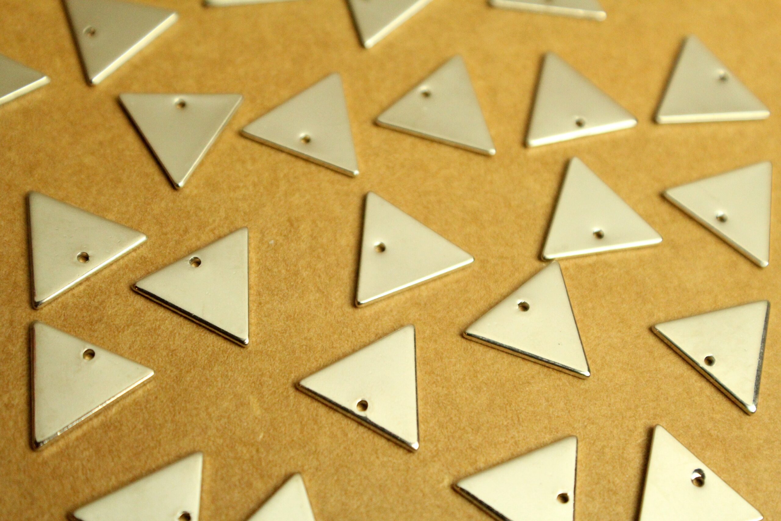 8 pc. Platinum Plated Triangle Charms, 12mm by 14mm | FI-576