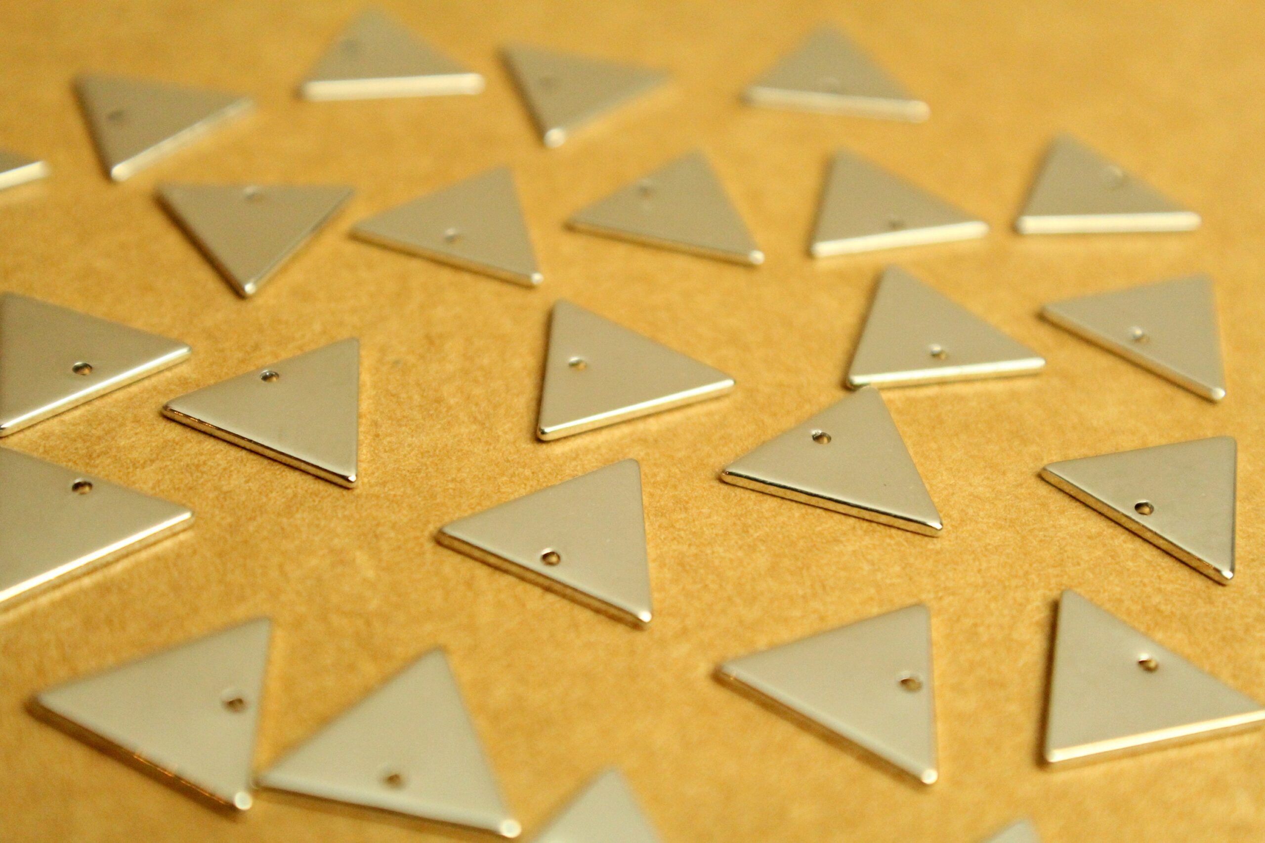 8 pc. Platinum Plated Triangle Charms, 12mm by 14mm | FI-576
