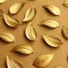 4 pc. Raw Brass Domed Leaves: 20mm by 10mm - made in USA Leaf Leafy Tree Branch Fall Autumn Foliage Nature Vine Growth | RB-1320
