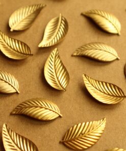 4 pc. Raw Brass Domed Leaves: 20mm by 10mm - made in USA Leaf Leafy Tree Branch Fall Autumn Foliage Nature Vine Growth | RB-1320