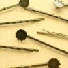 10 pc. Antique Bronze Bobby Pins with 10mm Scalloped Bezel Setting | FI-044*