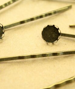 10 pc. Antique Bronze Bobby Pins with 10mm Scalloped Bezel Setting | FI-044*