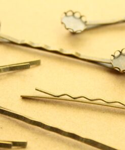 10 pc. Antique Bronze Bobby Pins with 10mm Scalloped Bezel Setting | FI-044*