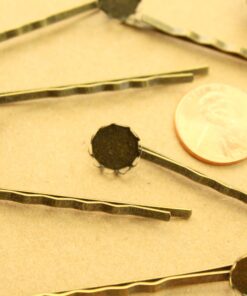10 pc. Antique Bronze Bobby Pins with 10mm Scalloped Bezel Setting | FI-044*