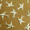 6 pc. Silver Plated Brass 2 Loop Bird Connector Facing Right Sparrow Swallow Songbird Flying West Spring Summer Birds Flight Nature | SI-393