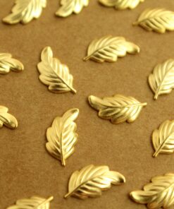 16 pc. Tiny Gold Plated Brass Leaves: 13mm by 7mm - made in USA - curved leaf autumn fall foliage tree woodland | GLD-133