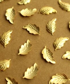 16 pc. Tiny Gold Plated Brass Leaves: 13mm by 7mm - made in USA - curved leaf autumn fall foliage tree woodland | GLD-133