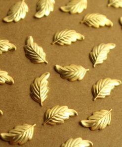 16 pc. Tiny Gold Plated Brass Leaves: 13mm by 7mm - made in USA - curved leaf autumn fall foliage tree woodland | GLD-133
