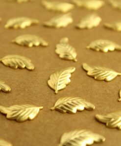 16 pc. Tiny Gold Plated Brass Leaves: 13mm by 7mm - made in USA - curved leaf autumn fall foliage tree woodland | GLD-133