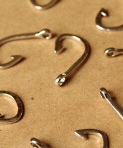 6 pc. Fish Hook Charms Pendants, Silver | MIS-096