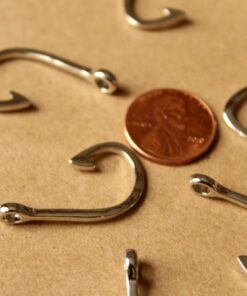 6 pc. Fish Hook Charms Pendants, Silver | MIS-096