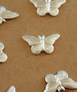 6 pc. Medium Silver Plated Brass Butterfly Stampings: 20mm by 11.5mm - made in USA | SI-163