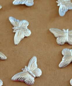 6 pc. Medium Silver Plated Brass Butterfly Stampings: 20mm by 11.5mm - made in USA | SI-163