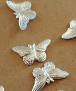 6 pc. Medium Silver Plated Brass Butterfly Stampings: 20mm by 11.5mm - made in USA | SI-163