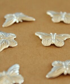 6 pc. Medium Silver Plated Brass Butterfly Stampings: 20mm by 11.5mm - made in USA | SI-163