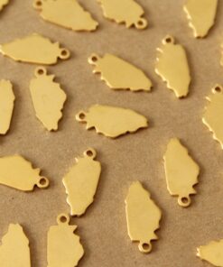 6 pc. Gold Plated Brass Illinois State Charms / Blanks: 7.5mm by 15mm - made in USA | GLD-203