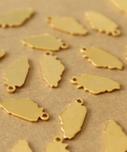 6 pc. Gold Plated Brass Illinois State Charms / Blanks: 7.5mm by 15mm - made in USA | GLD-203