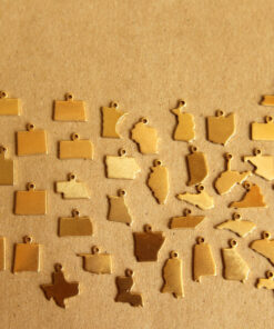 6 pc. Gold Plated Brass Illinois State Charms / Blanks: 7.5mm by 15mm - made in USA | GLD-203