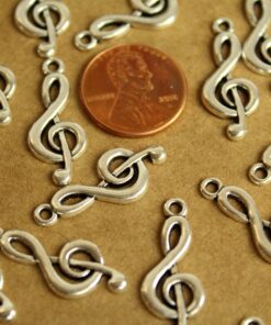 20 pc. Antique Silver Treble Clef Charms: 26mm by 10mm | MIS-261
