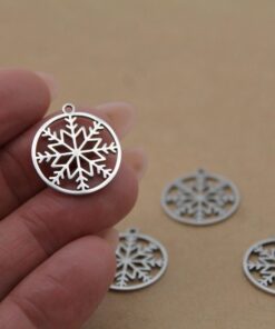 3 pc. Snowflake Charms, Laser Cut Stainless Steel, 22mm x 20mm | MIS-335*