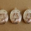 3 pc. Silver Etched Floral Oval Lockets 24mm x 34mm - LOC-012