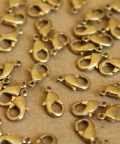 12 pc. Raw Brass Lobster Clasps, 7mm x 12mm | FI-095