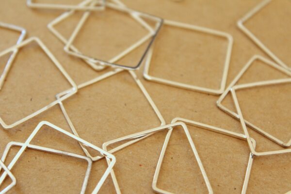 20 pc. Silver Plated Brass Square Links: 20mm by 20mm | FI-466