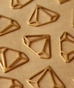 8 pc. Raw Brass Diamond Outline Charms: 22mm by 17mm - made in USA | RB-757