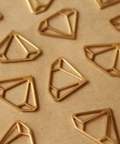 8 pc. Raw Brass Diamond Outline Charms: 22mm by 17mm - made in USA | RB-757