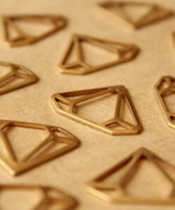 8 pc. Raw Brass Diamond Outline Charms: 22mm by 17mm - made in USA | RB-757
