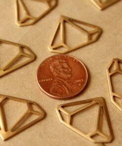 8 pc. Raw Brass Diamond Outline Charms: 22mm by 17mm - made in USA | RB-757