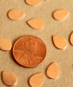 16 pc. Tiny Rose Gold Brass Teardrops: 7mm by 10mm - made in USA | ROS-021