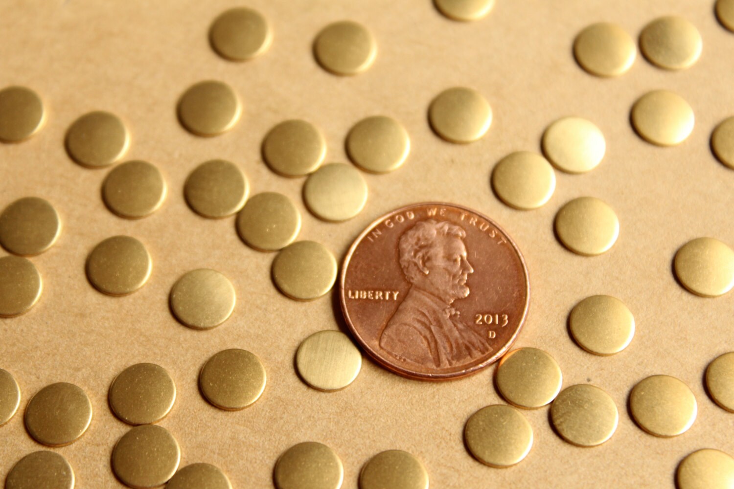 30 pc. Small Raw Brass Circles: 6.5mm diameter - made in USA | RB-787