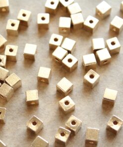 16 pc. Gold Plated Brass Cube Spacer Beads, 5mm by 5mm | FI-486
