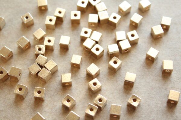 16 pc. Gold Plated Brass Cube Spacer Beads, 5mm by 5mm | FI-486