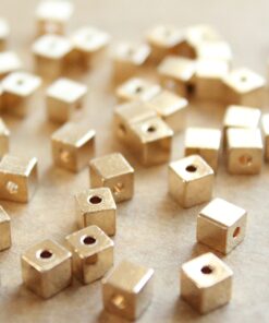 16 pc. Gold Plated Brass Cube Spacer Beads, 5mm by 5mm | FI-486
